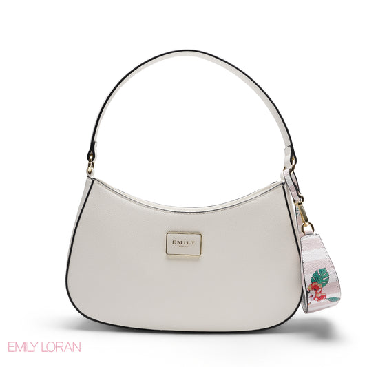 WHITE SHOULDER HOBO BAG WITH FLORAL MINI BAG