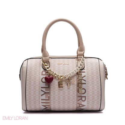 MONOGRAM BARREL BAG WITH CHARM CHAIN - MEDIUM