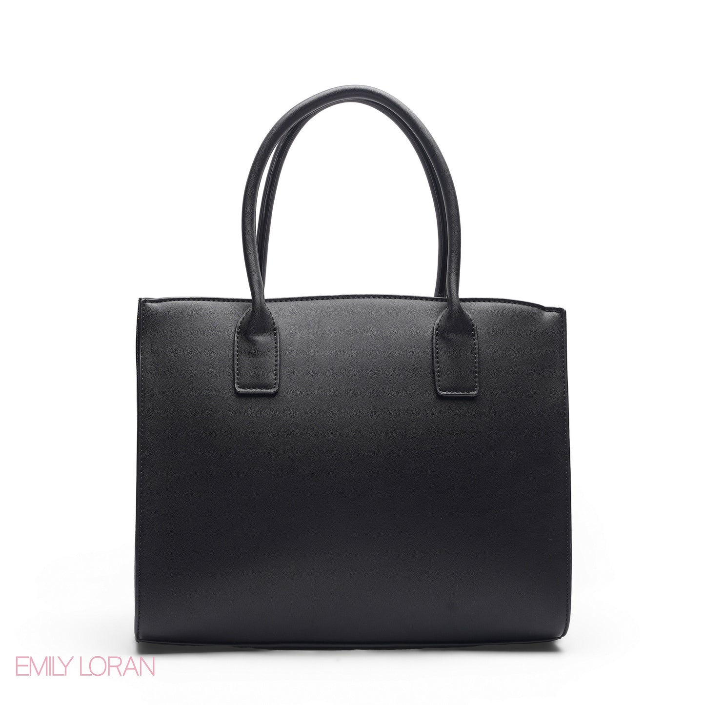 BLACK FLORAL TOTE WITH BLACK POUCH - LARGE