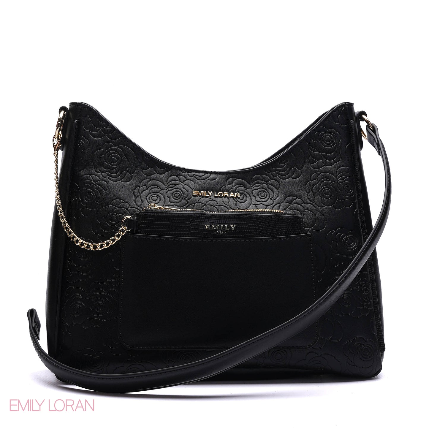 EMBOSSED ROSE SHOULDER BAG SET