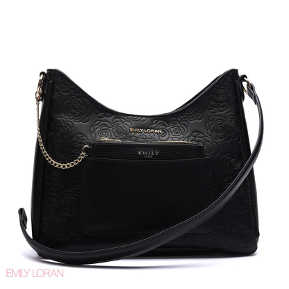EMBOSSED ROSE SHOULDER BAG SET