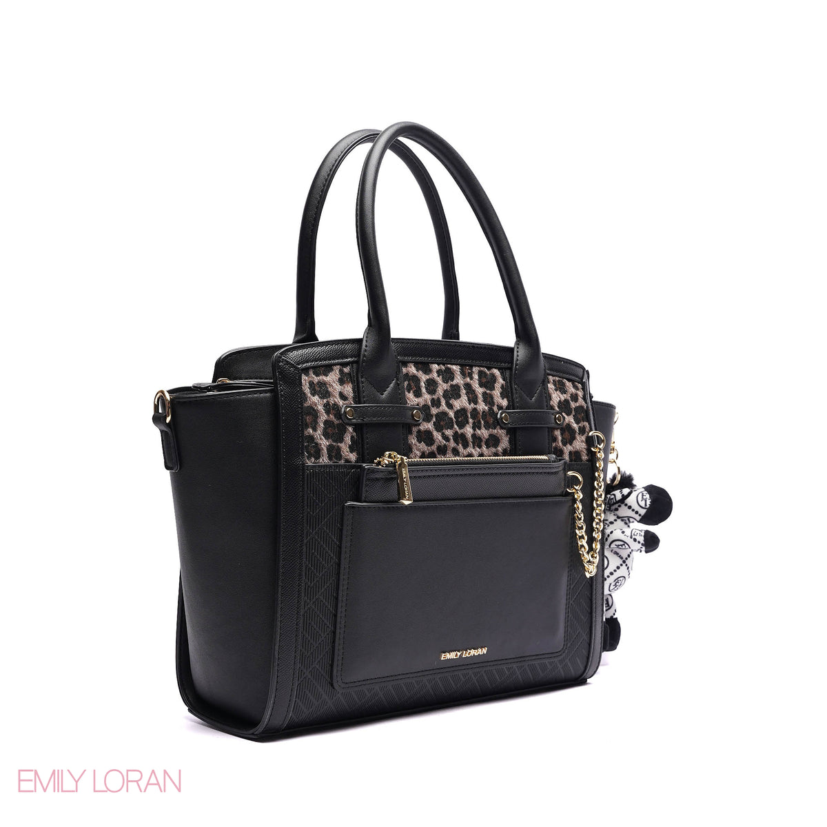 ELEGANT STRUCTURE TOTE BAG WITH ZEBRA CHARM - LARGE