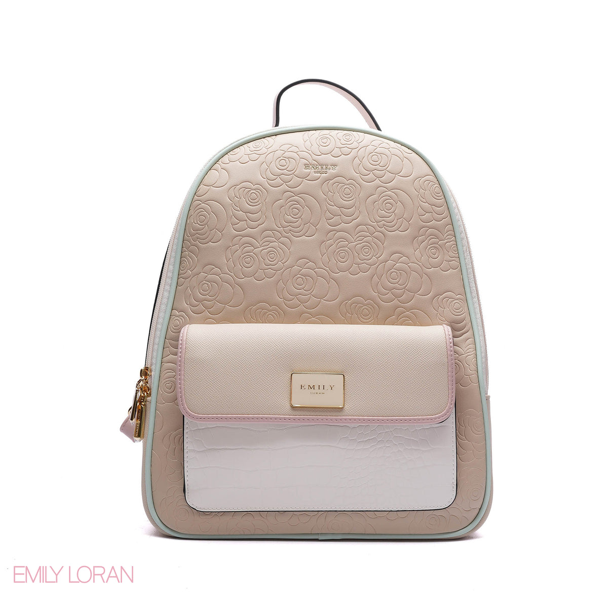 BACKPACK MULTICOLOUR WITH FLOWERS PATTERNS AND CROC FRONT POCKET LEATHER