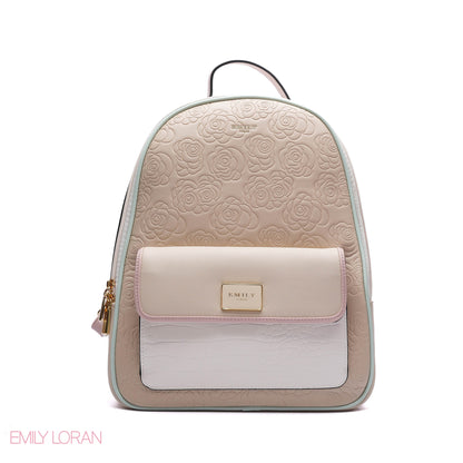 BACKPACK MULTICOLOUR WITH FLOWERS PATTERNS AND CROC FRONT POCKET LEATHER