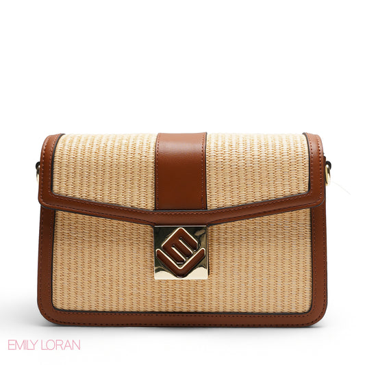 EMILY LORAN BEIGE FLAP CROSSBODY BAG