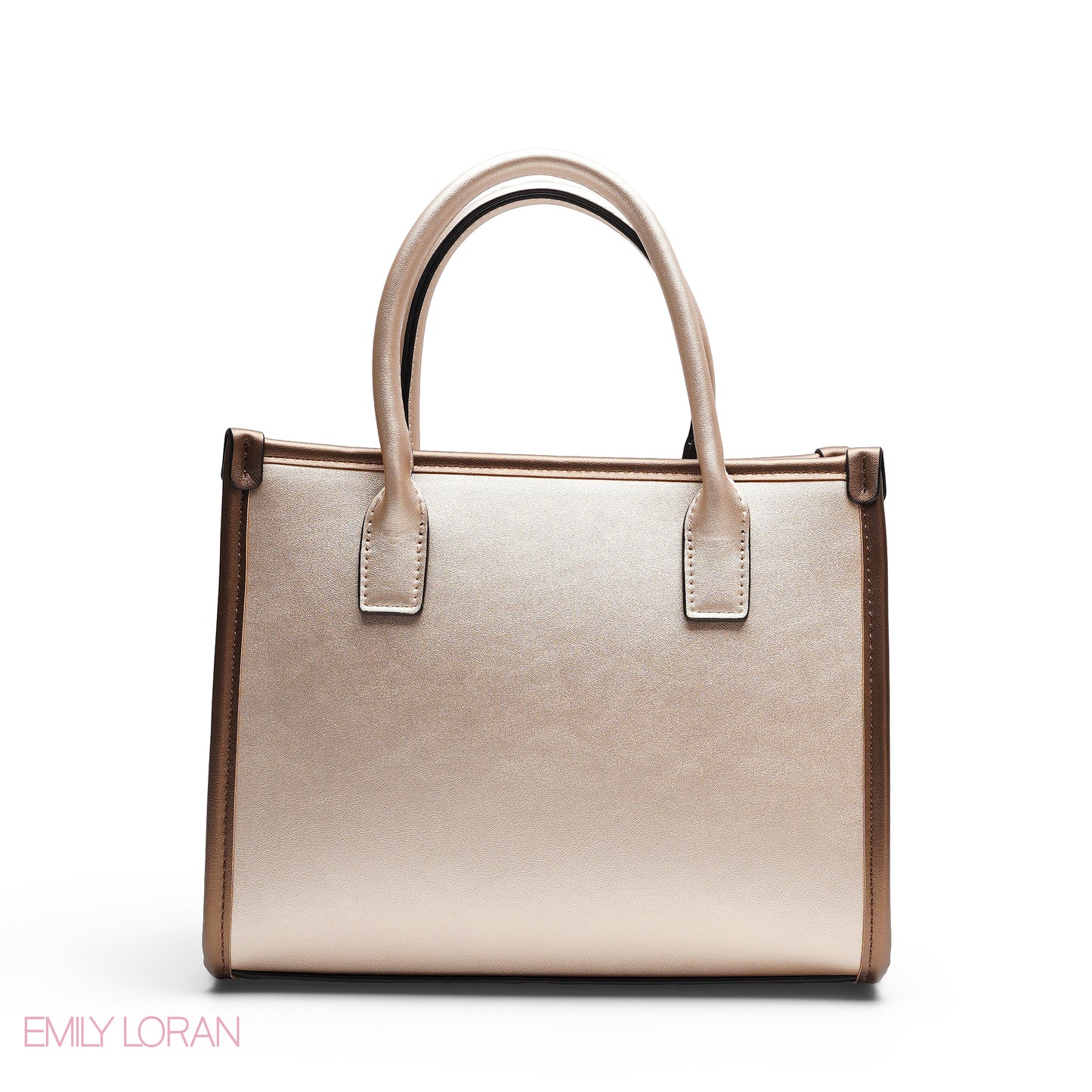 EMBOSSED METALLIC FLORAL TOP HANDLE TOTE BAG - LARGE