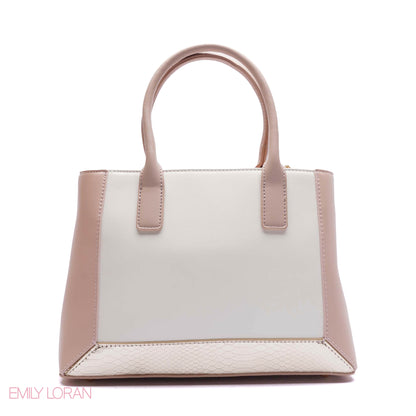 EMBOSSED FLORAL PANELLED SATCHEL BAG - SMALL