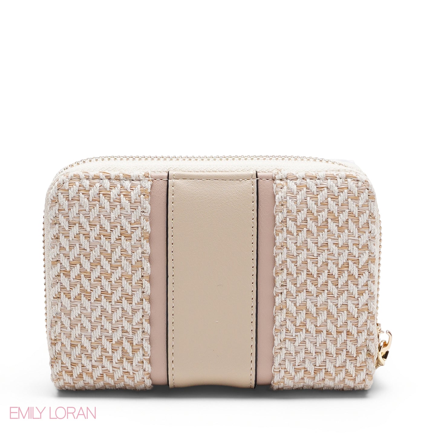 PINK TRIM EMBOSSED ZIP-AROUND WALLET