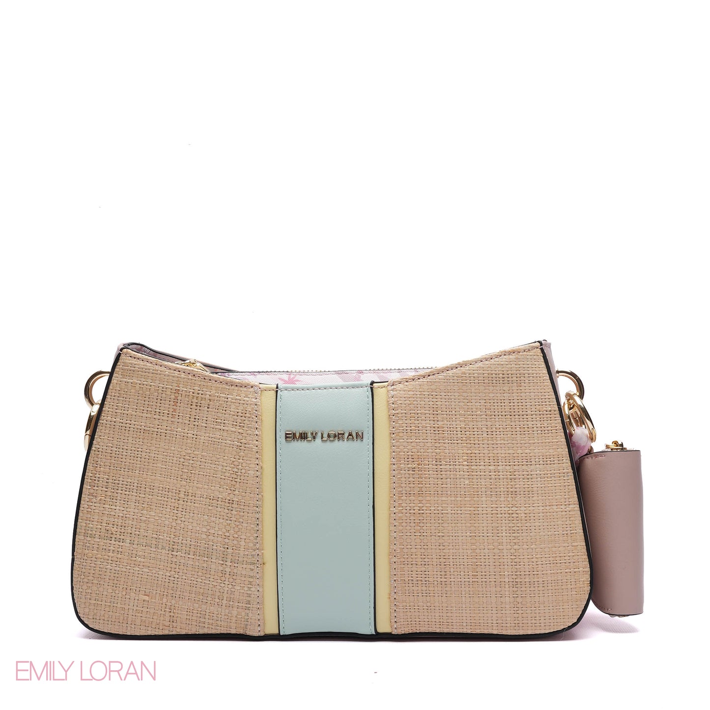STRAW PANELLED SHOULDER BAG