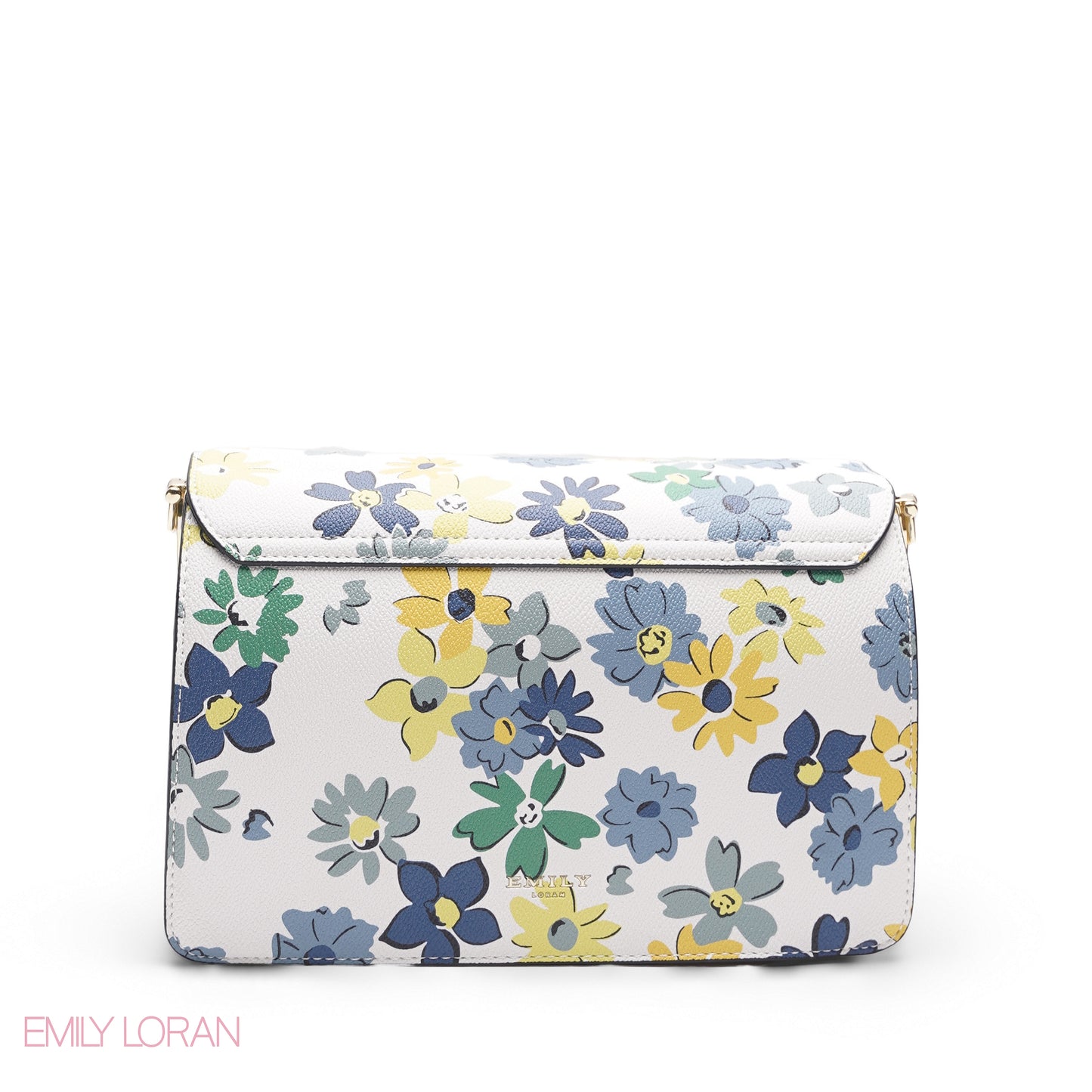 WHITE FLORAL BAG WITH HAND STRAP - MED