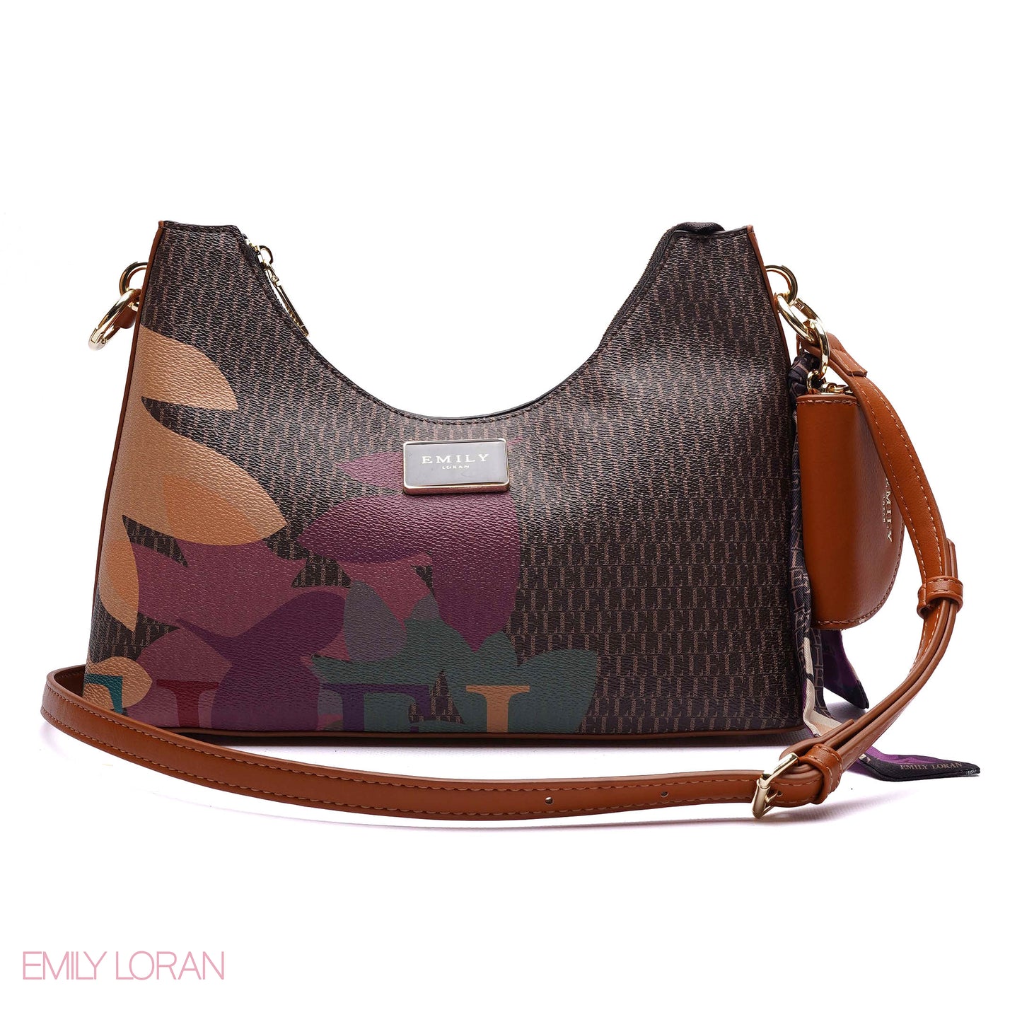 ELEGANT MONOGRAM PRINT SHOULDER BAG