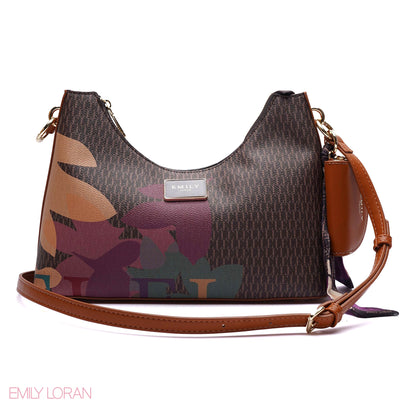 ELEGANT MONOGRAM PRINT SHOULDER BAG