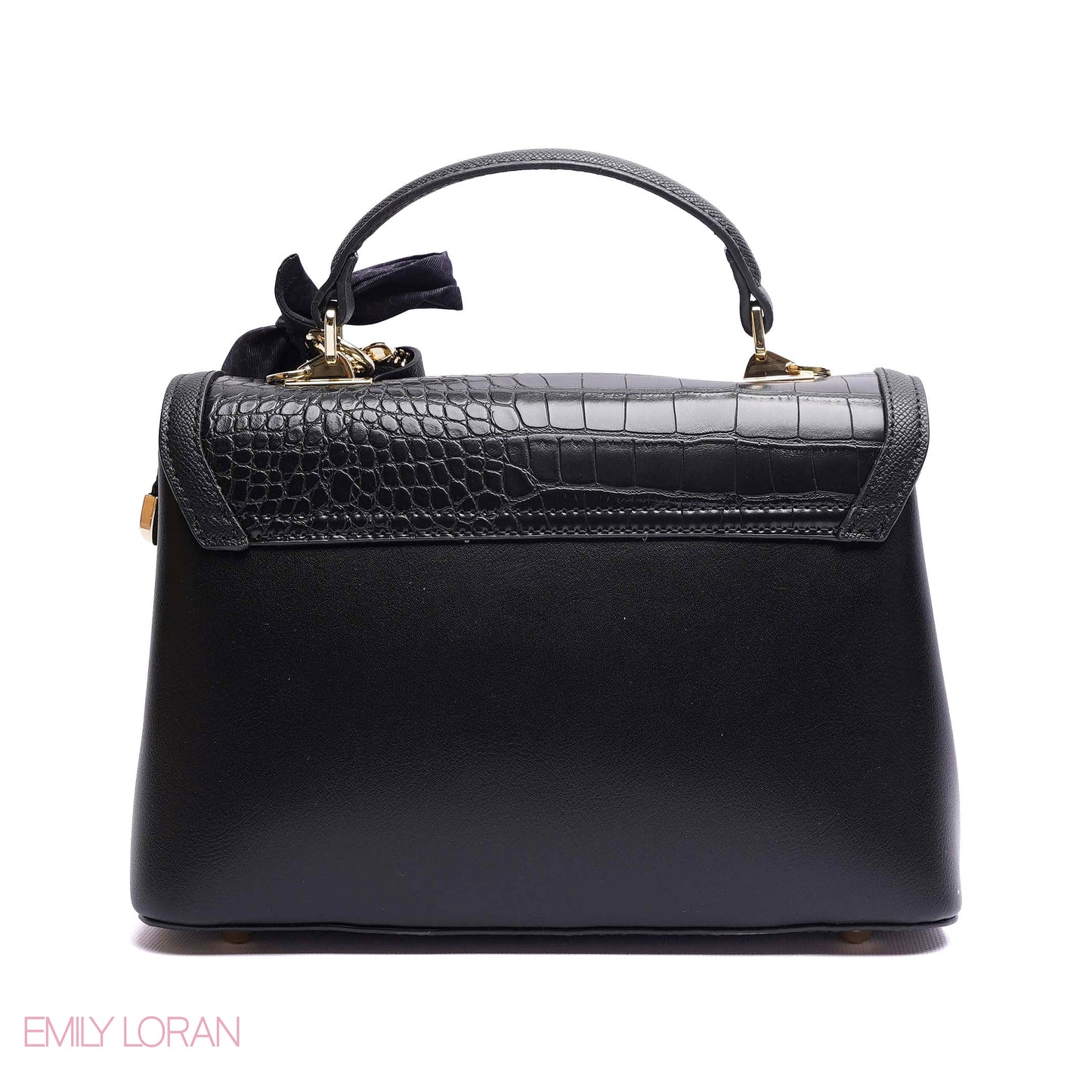 ELEGANT CROC TOP-HANDLE FLAP BAG