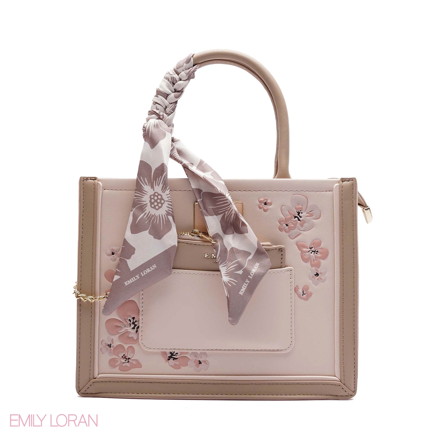 FLORAL EMBROIDERED HANDBAG WITH POUCH - SMALL