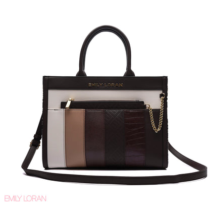 MULTI-TEXTURED PANELLED HANDBAG SET