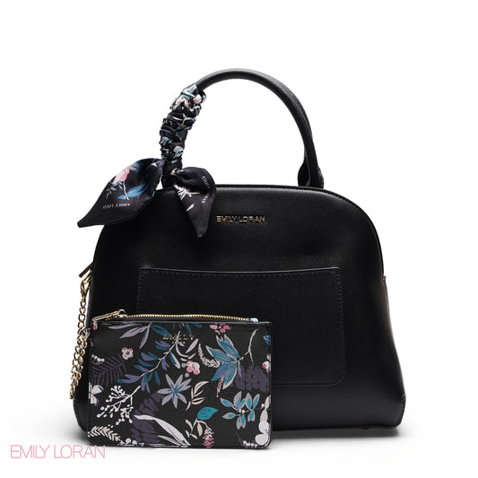 FLORAL SCARF TOP HANDLE DOME BAG