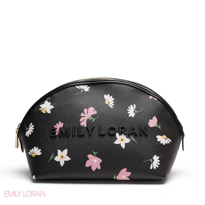 CHIC WOVEN MAKEUP BAG WITH EMBOSSED LOGO