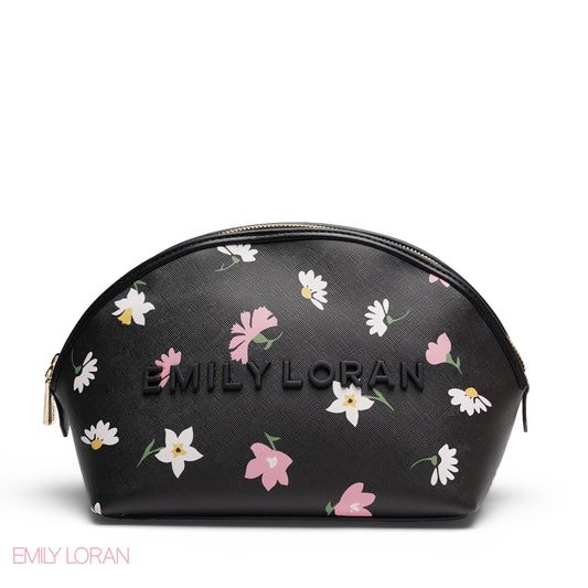 CHIC WOVEN MAKEUP BAG WITH EMBOSSED LOGO