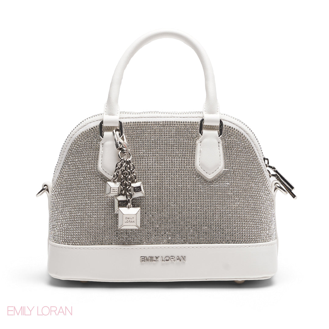 WHITE GLITTER DOME BAG