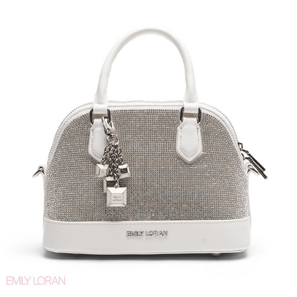WHITE GLITTER DOME BAG
