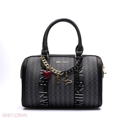 MONOGRAM BARREL BAG WITH CHARM CHAIN - MEDIUM