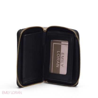 BLACK & BEIGE ZIP-AROUND WALLET