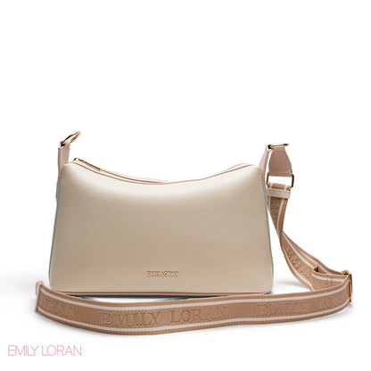 CHIC CURVED SHOULDER BAG WITH BRANDED STRAP BAG