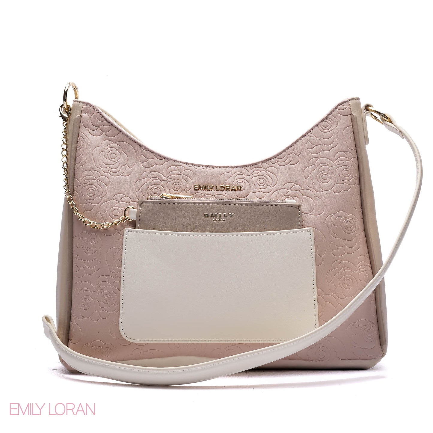 EMBOSSED ROSE SHOULDER BAG SET