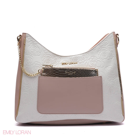 EMBOSSED ROSE SHOULDER BAG SET