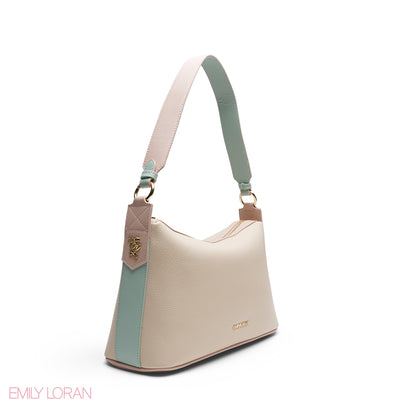 CHIC CURVED SHOULDER BAG WITH BRANDED STRAP BAG