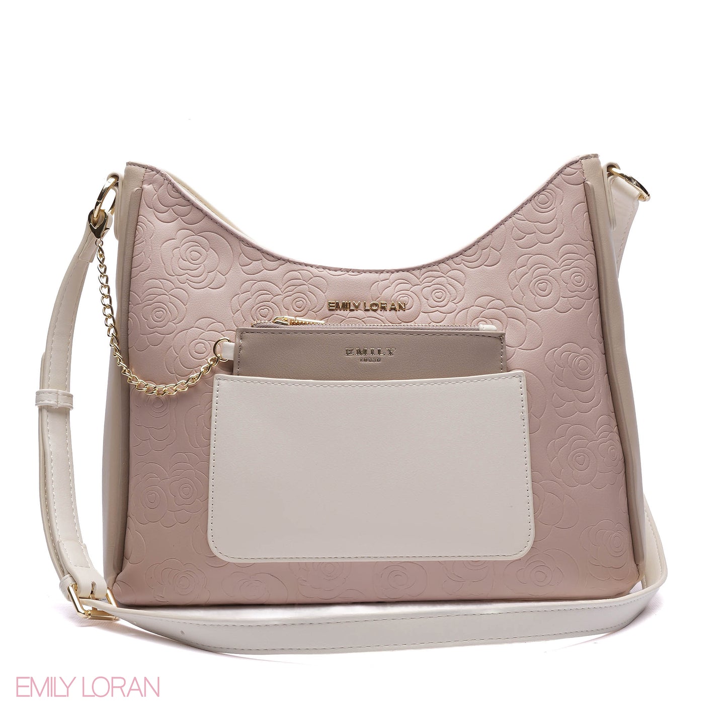 EMBOSSED ROSE SHOULDER BAG SET