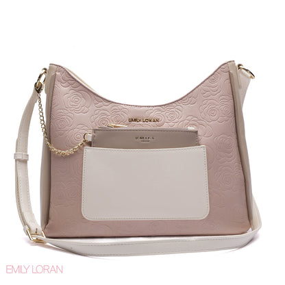 EMBOSSED ROSE SHOULDER BAG SET