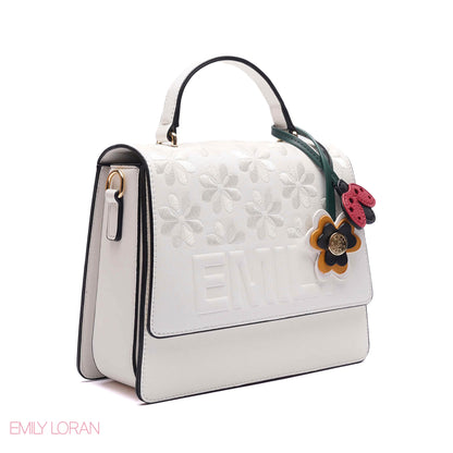 EMBOSSED FLORAL TOP-HANDLE SATCHEL BAG