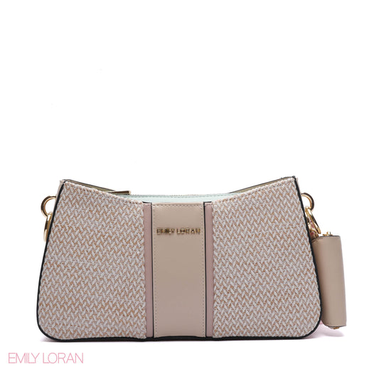 WOVEN PANELLED SHOULDER BAG