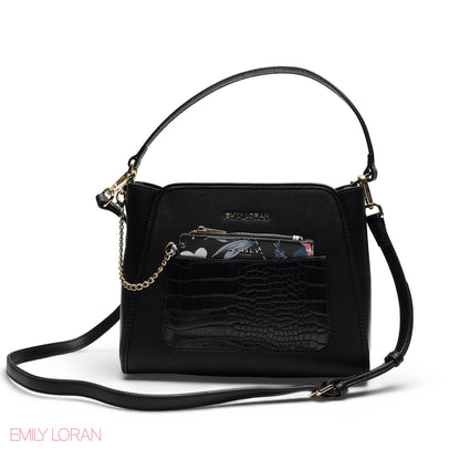 ELEGANT SATCHEL WITH FLORAL POUCH BAG