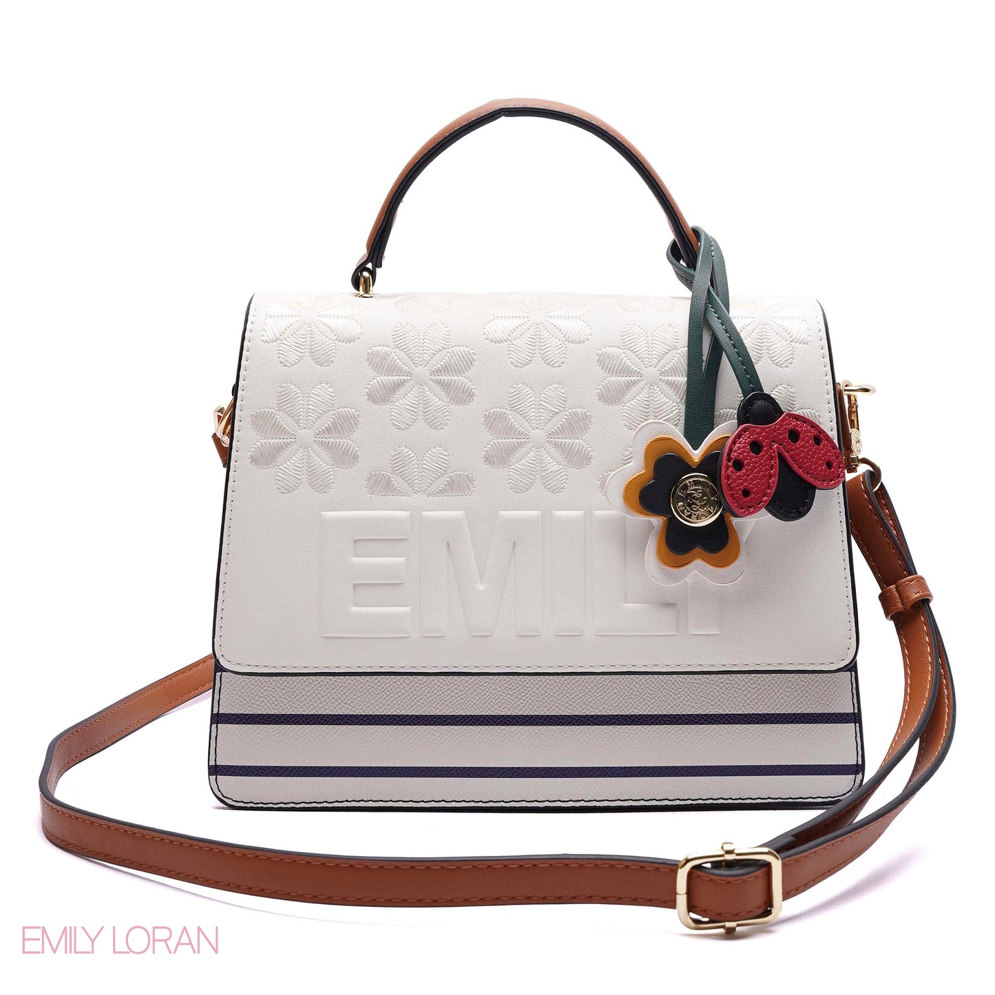 EMBOSSED FLORAL TOP-HANDLE SATCHEL BAG