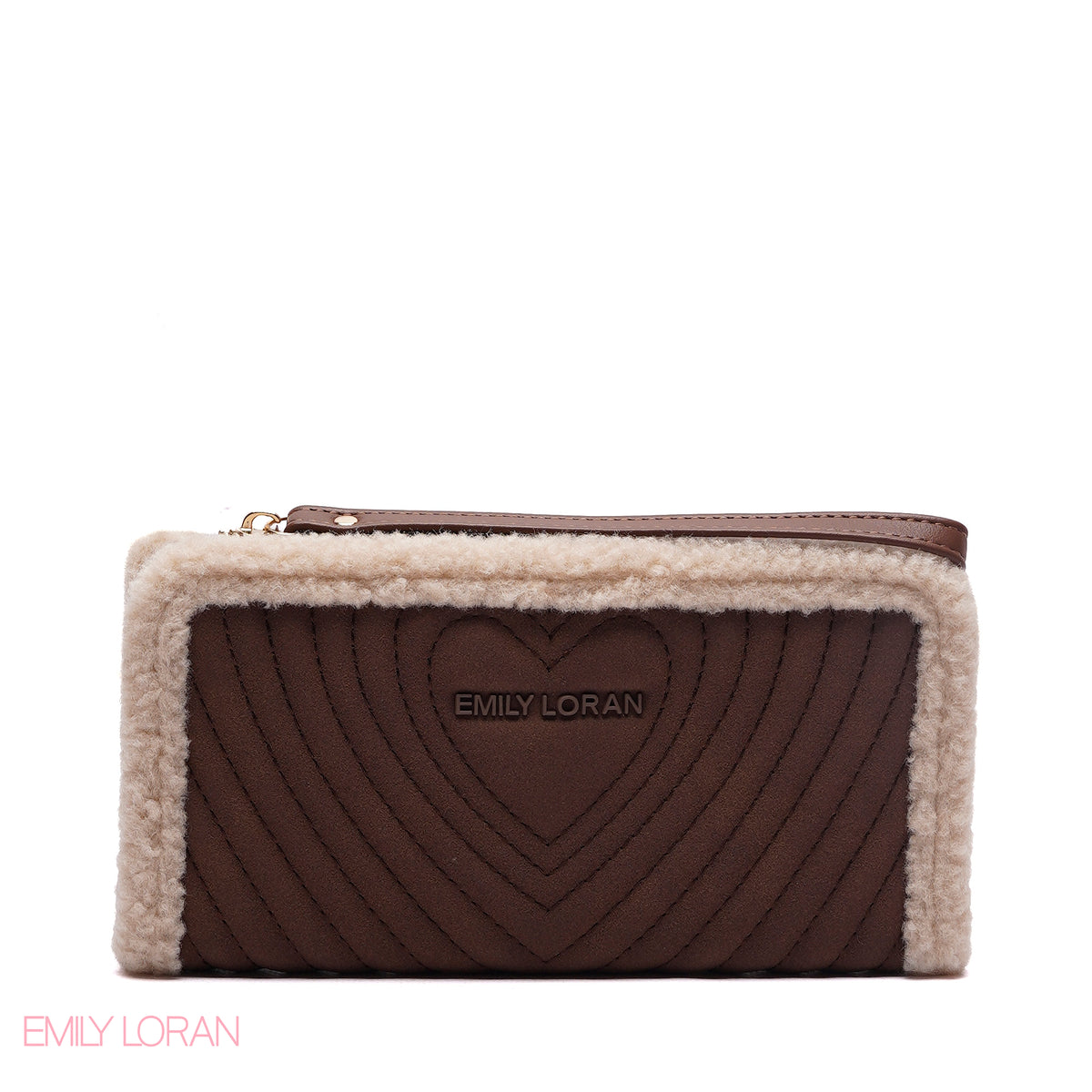 WALLET ROUNDED WITH FUR HEART DESIGN