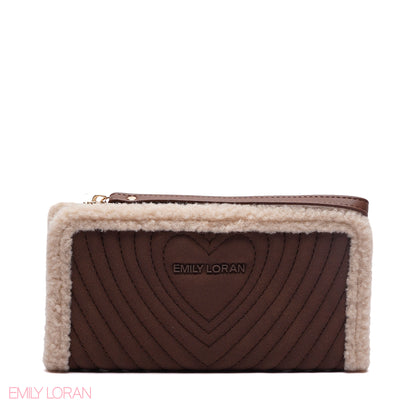 WALLET ROUNDED WITH FUR HEART DESIGN