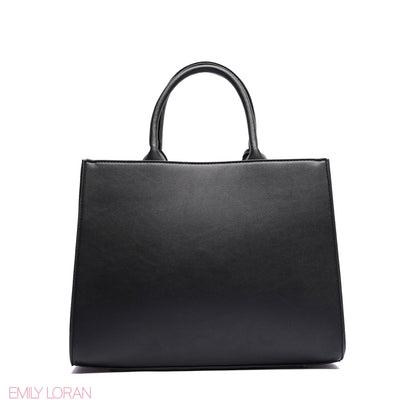 ELEGANT STRUCTURE TOTE BAG WITH DETACHABLE STRAP AND HEART CHARM - LARGE