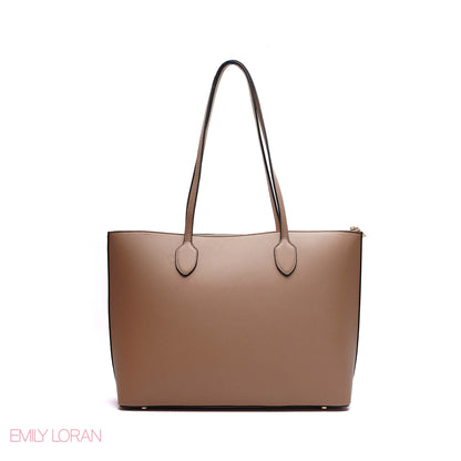 SHOULDER BAG WITH SIMPLE DESIGN LOGO AND SMALL POUCH - LARGE
