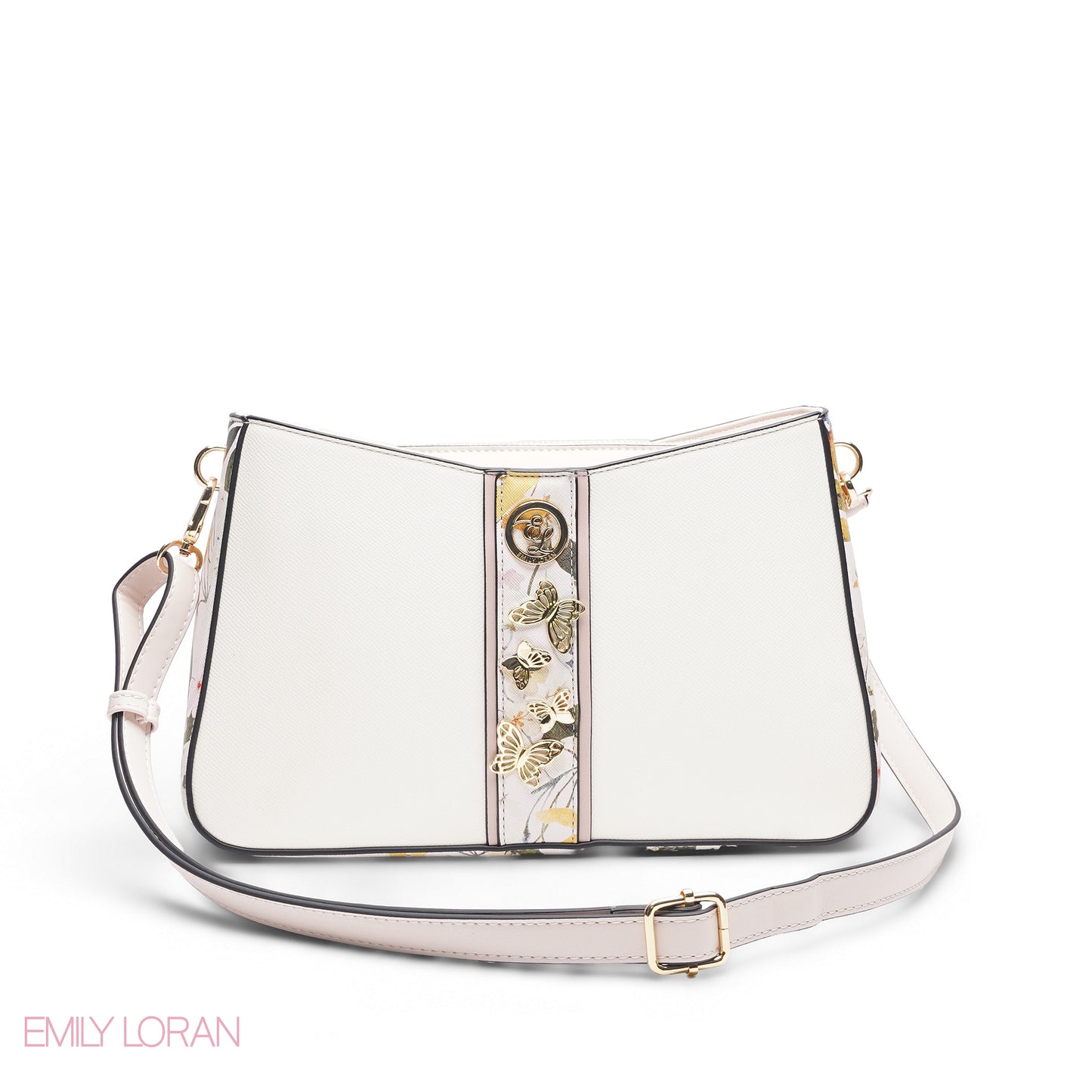 WHITE FLORAL TOTE BAG WITH SCARF - MED