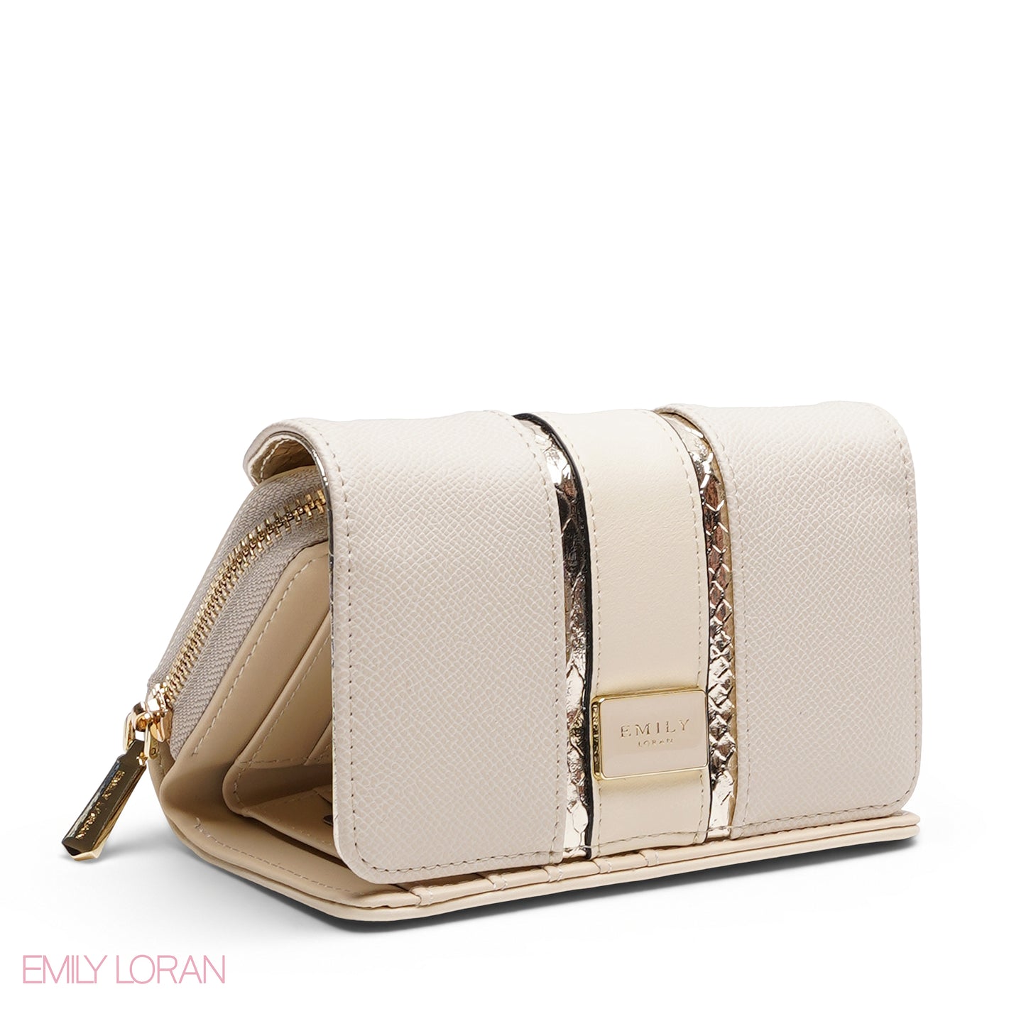 METALLIC TRIM ZIP-AROUND BI-FOLD WALLET
