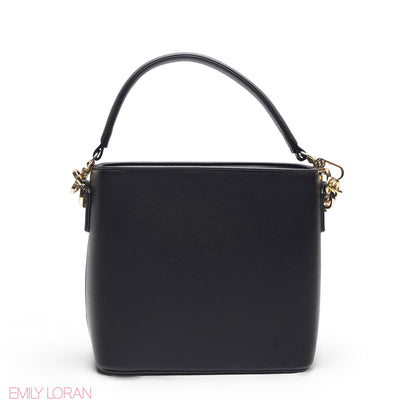 BLACK FLORAL TOTE WITH GOLD CHAIN & STRAP