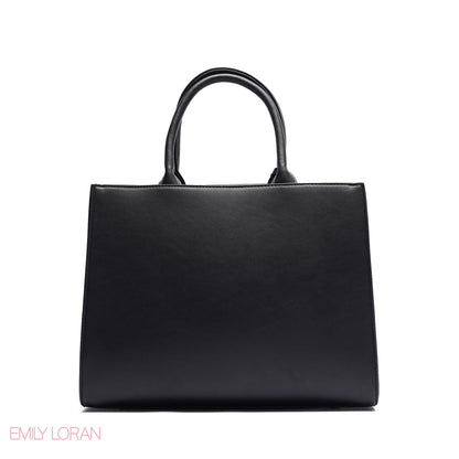 ELEGANT STRUCTURE TOTE BAG WITH DETACHABLE STRAP AND HEART CHARM - LARGE