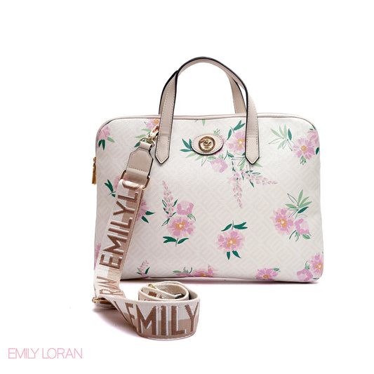 MONOGRAM LAPTOP BAG WITH LOGO WEBBING STRAP