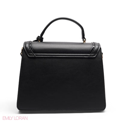 CHIC PANELED SATCHEL WITH SIGNATURE LOGO CHARM BAG