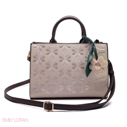 HANDBAG EMBOSSED BRAND DETAILING WITH CHARM - SMALL
