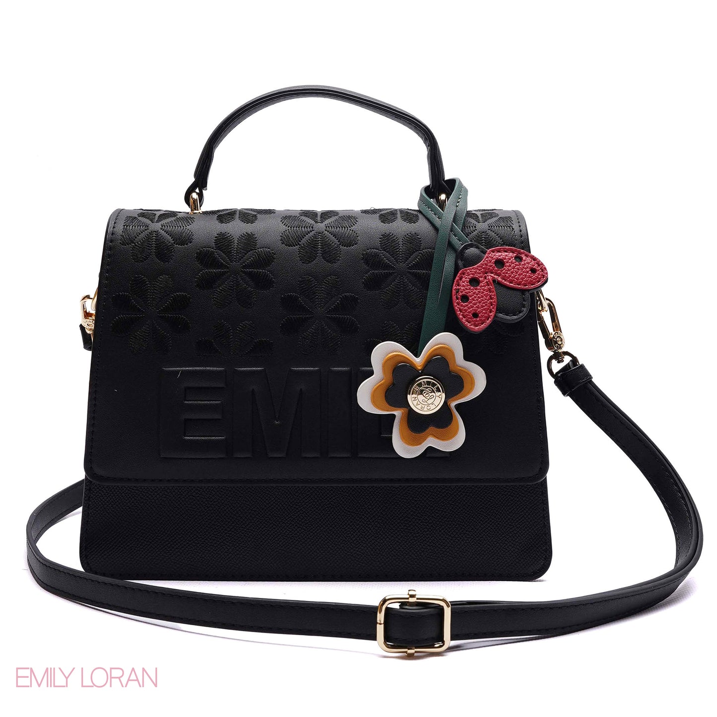 EMBOSSED FLORAL TOP-HANDLE SATCHEL BAG