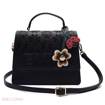 EMBOSSED FLORAL TOP-HANDLE SATCHEL BAG