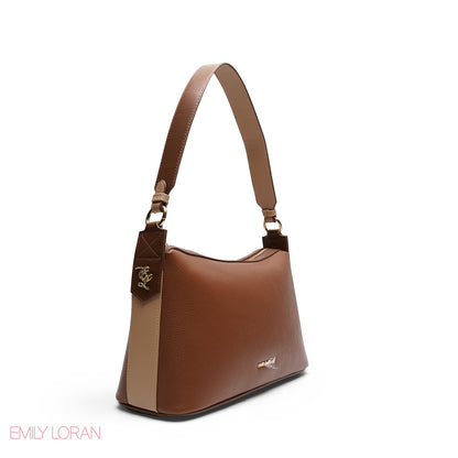 CHIC CURVED SHOULDER BAG WITH BRANDED STRAP BAG